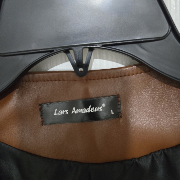 Lars Amadeus Men's Faux Leather Vest Size Large Brown Western Cowboy Motorcycle - Picture 8 of 12